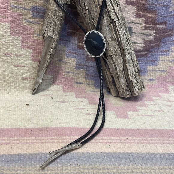 Steampunk Gothic Raven Black Crow Bolo Lariat Tie Y Necklace Southwest Valentine - Picture 8 of 14